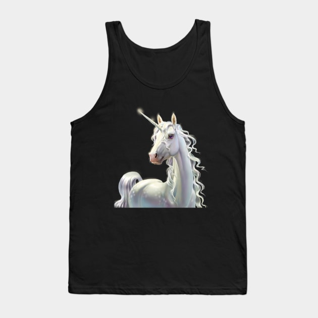 Beautiful White Unicorn Tank Top by tfortwo